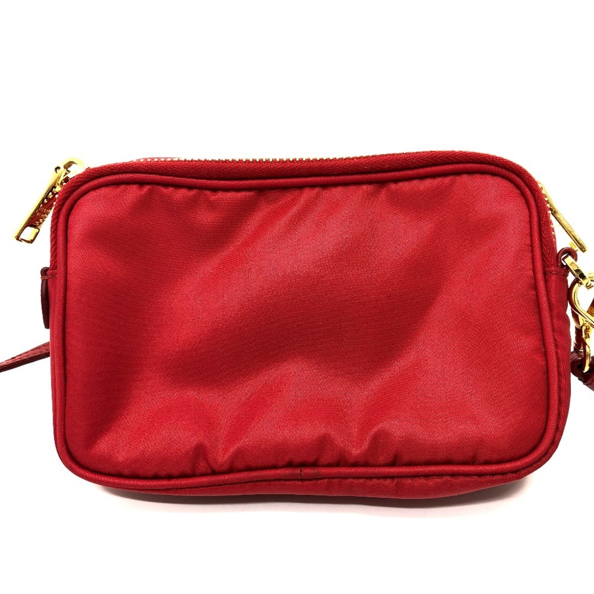 Prada Red Color Nylon Pochette Shoulder Bag (Pre-Owned)