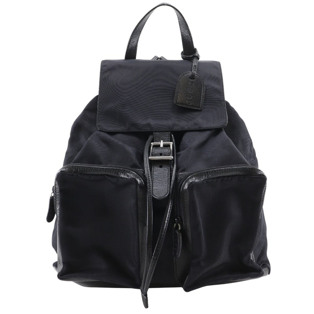 Gucci Black Nylon Canvas Leather Backpack (Pre-Owned)