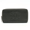 Chanel Metallic Gray Grained Calfskin Long Wallet (Bi-Fold) (Pre-Owned)