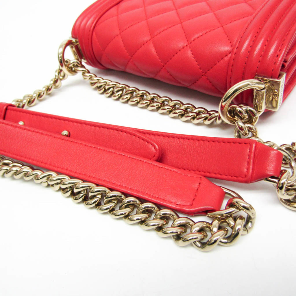 Chanel Boy Chanel Red Color Leather Shoulder Bag (Pre-Owned)