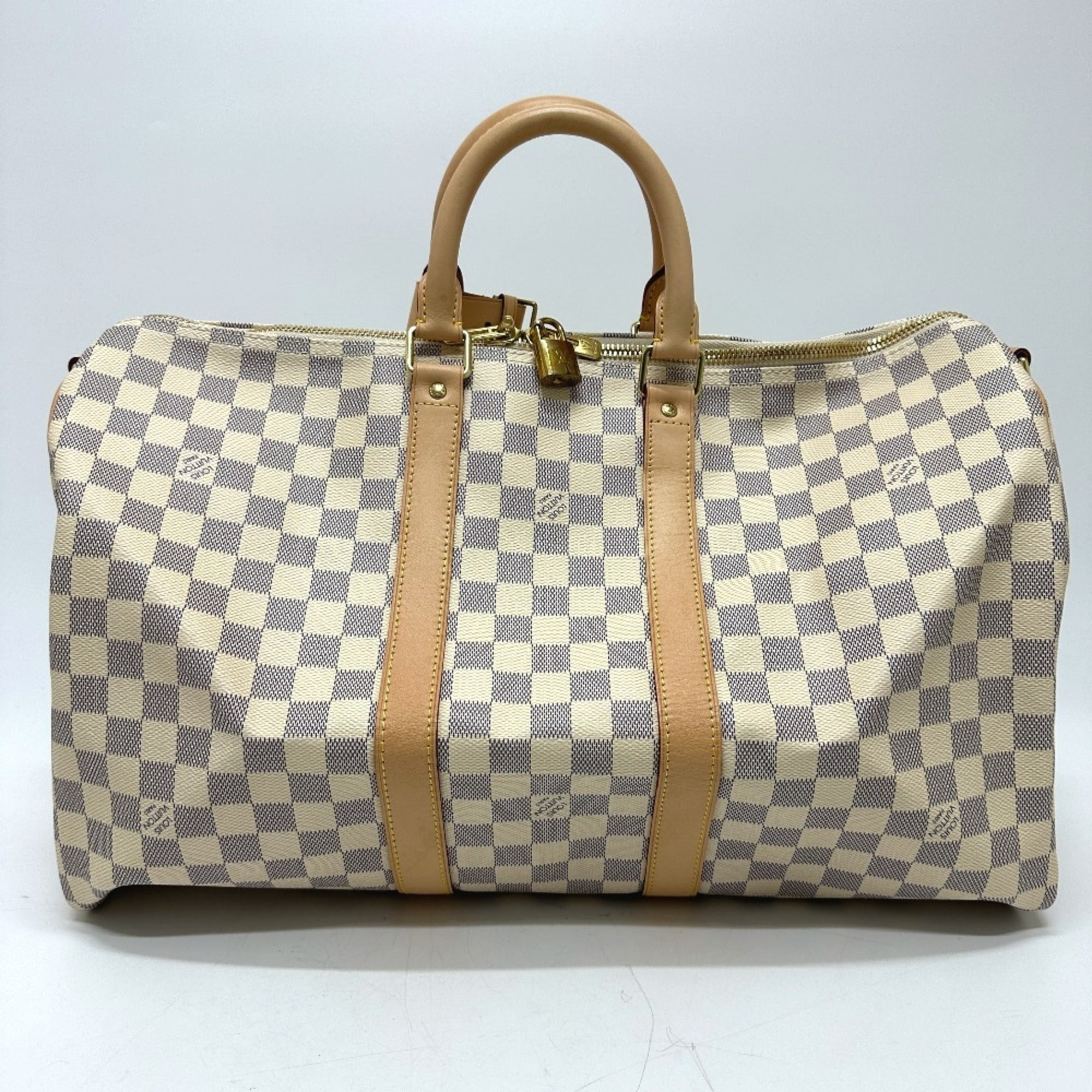 Louis Vuitton White Damier Azur Boston Bag (Pre-Owned)
