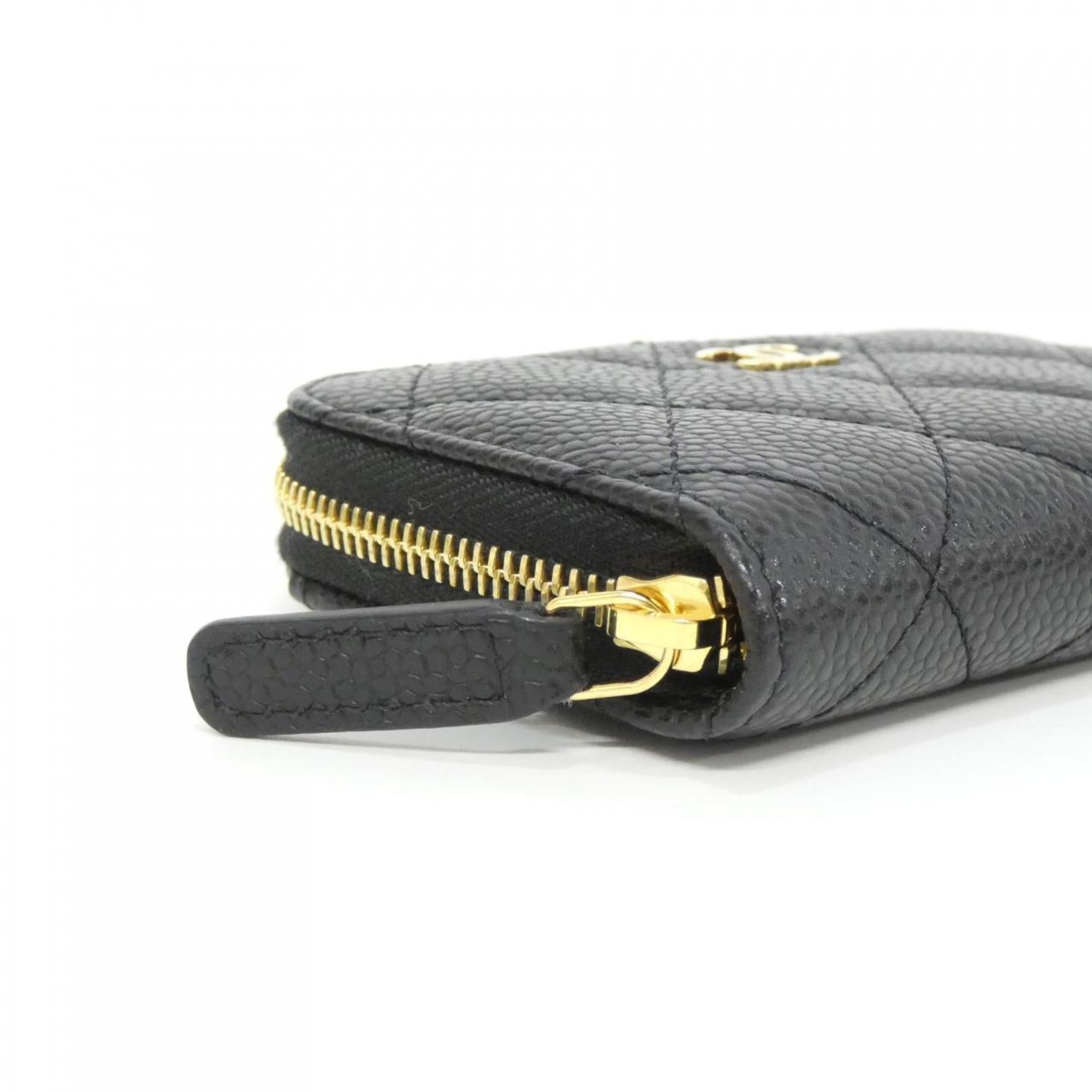 Chanel Black Grained Calfskin Coin Purse/Coin Case (Pre-Owned)
