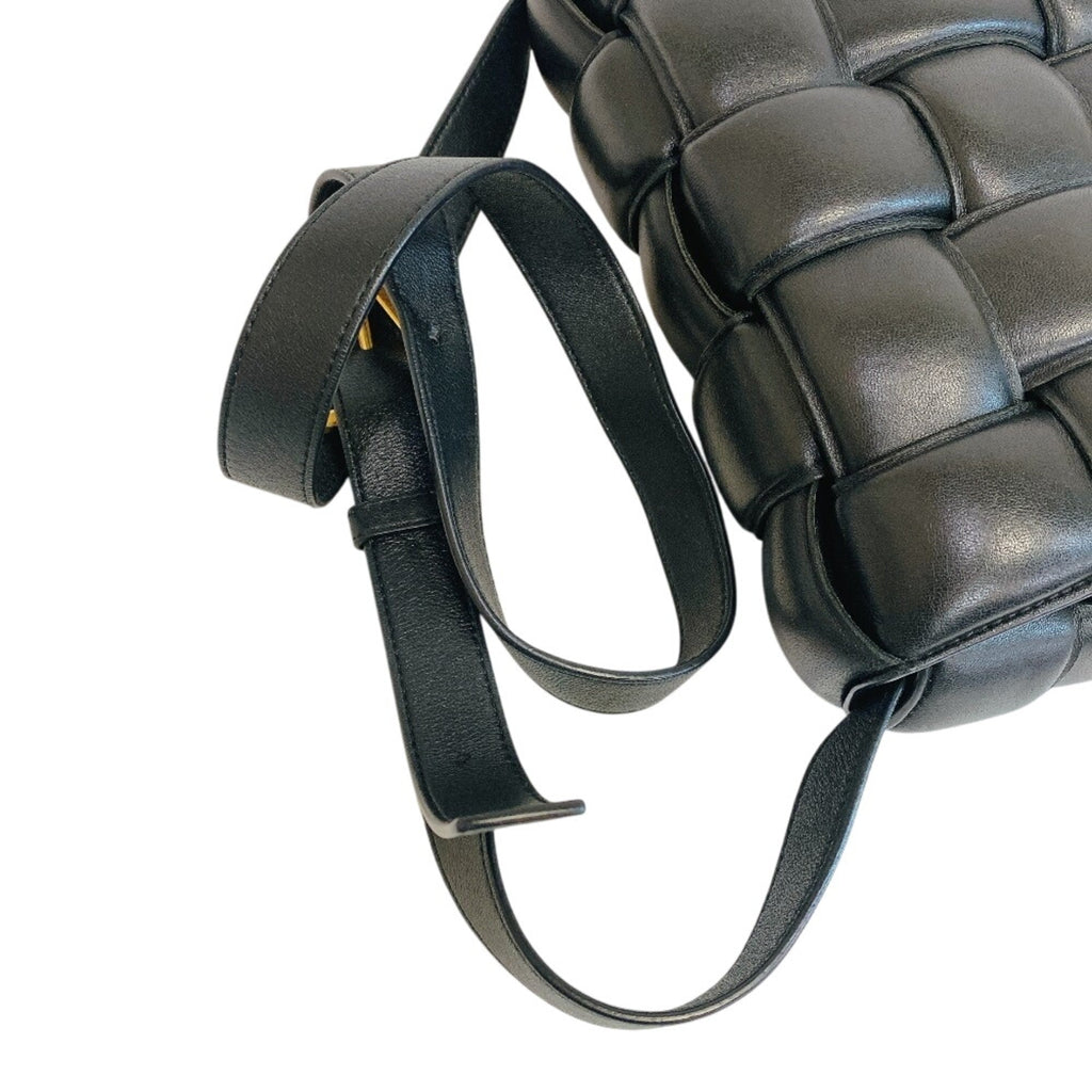 Bottega Veneta Intrecciato Black Leather Shoulder Bag (Pre-Owned)