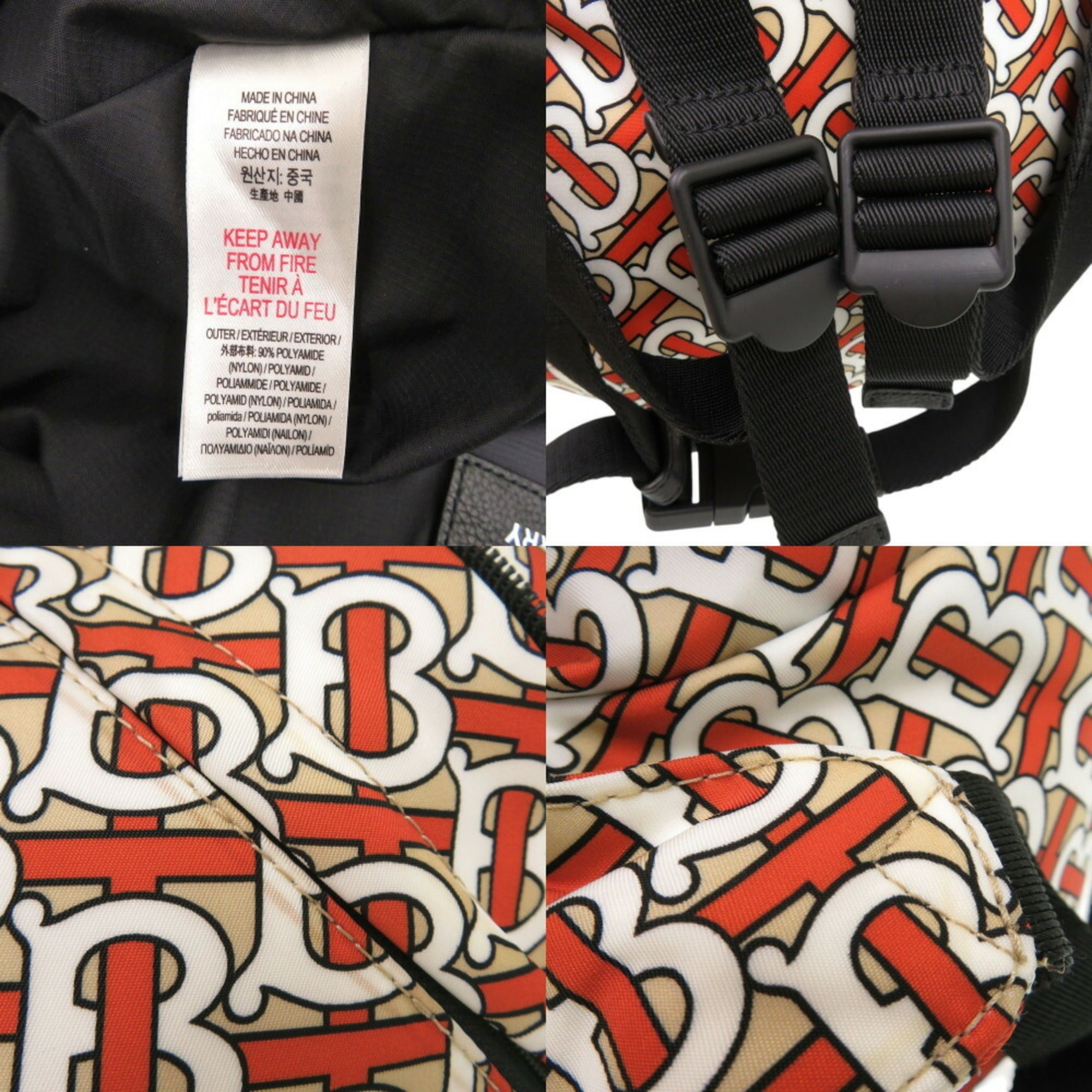 Burberry Black Orange Nylon Pouch (Pre-Owned)