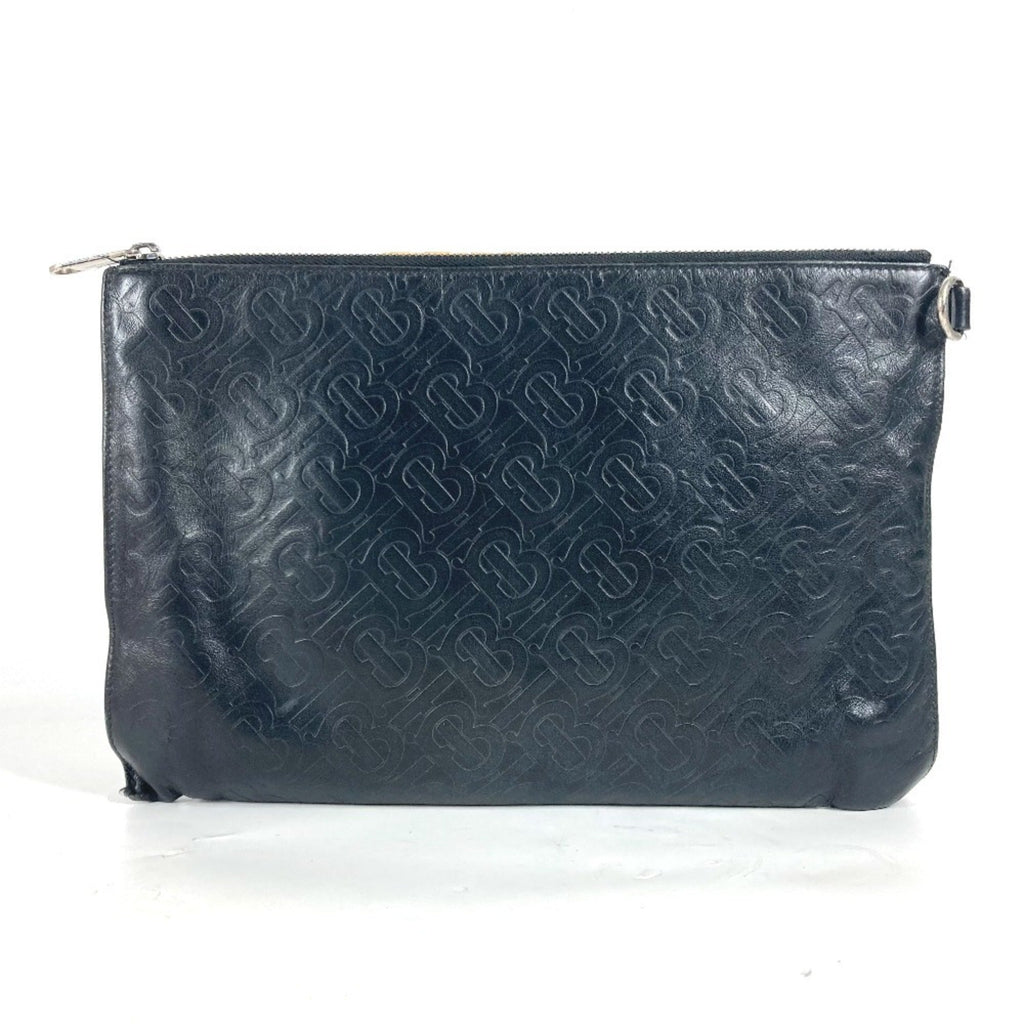 Burberry Black Leather Clutch Bag Pouch (Pre-Owned)