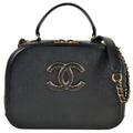 Chanel Black Leather Handbag Shoulder Bag Vanity Bag (Pre-Owned)