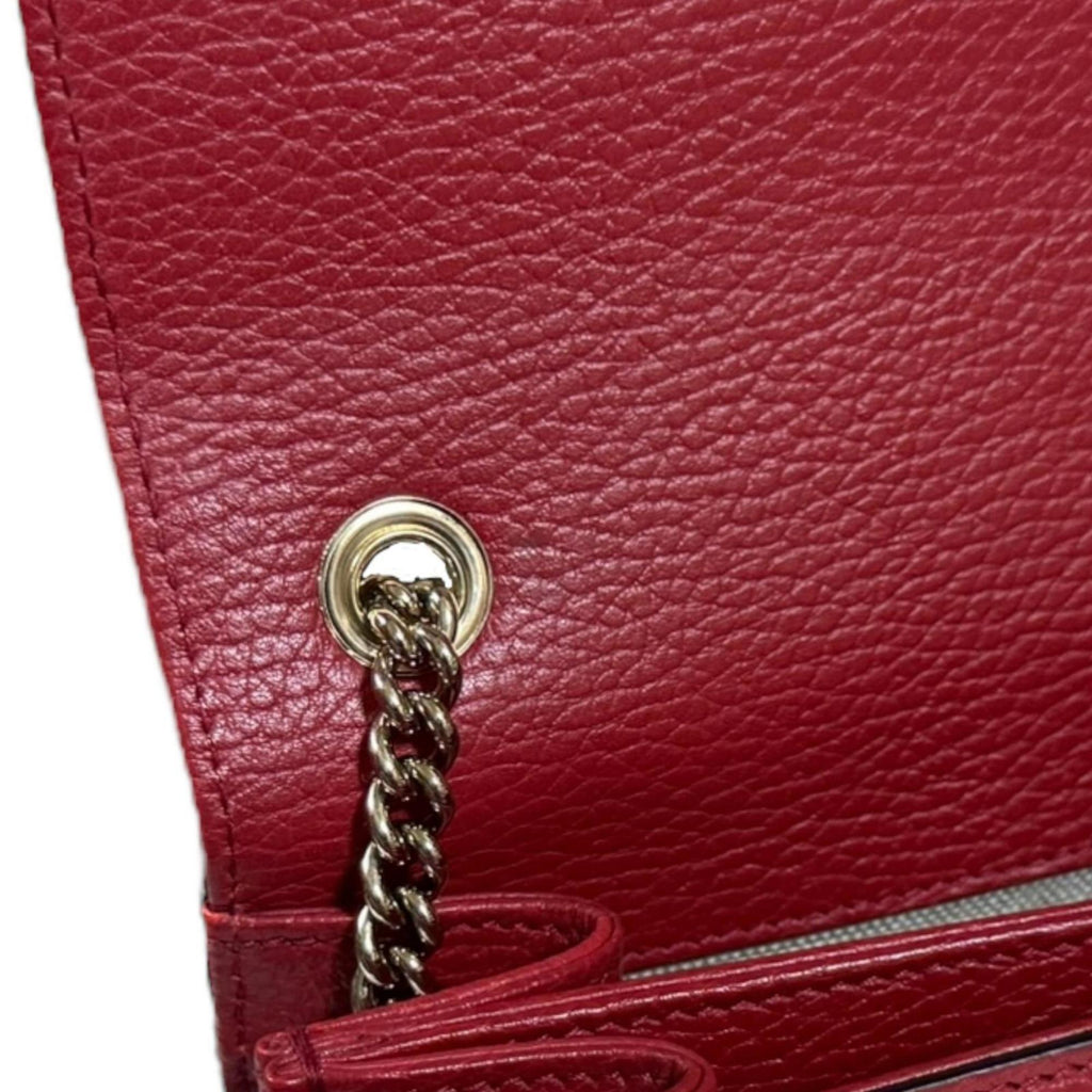 Gucci Red Color Leather Shoulder Bag (Pre-Owned)