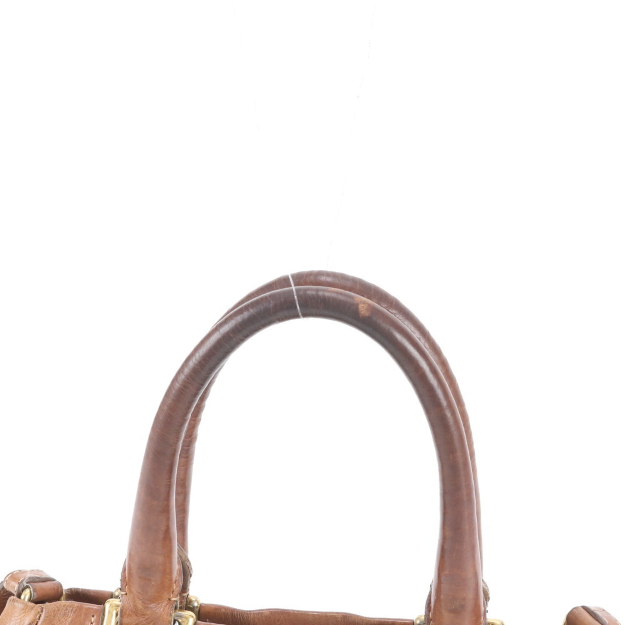 Prada Brown Leather Handbag Shoulder Bag Tote Bag (Pre-Owned)