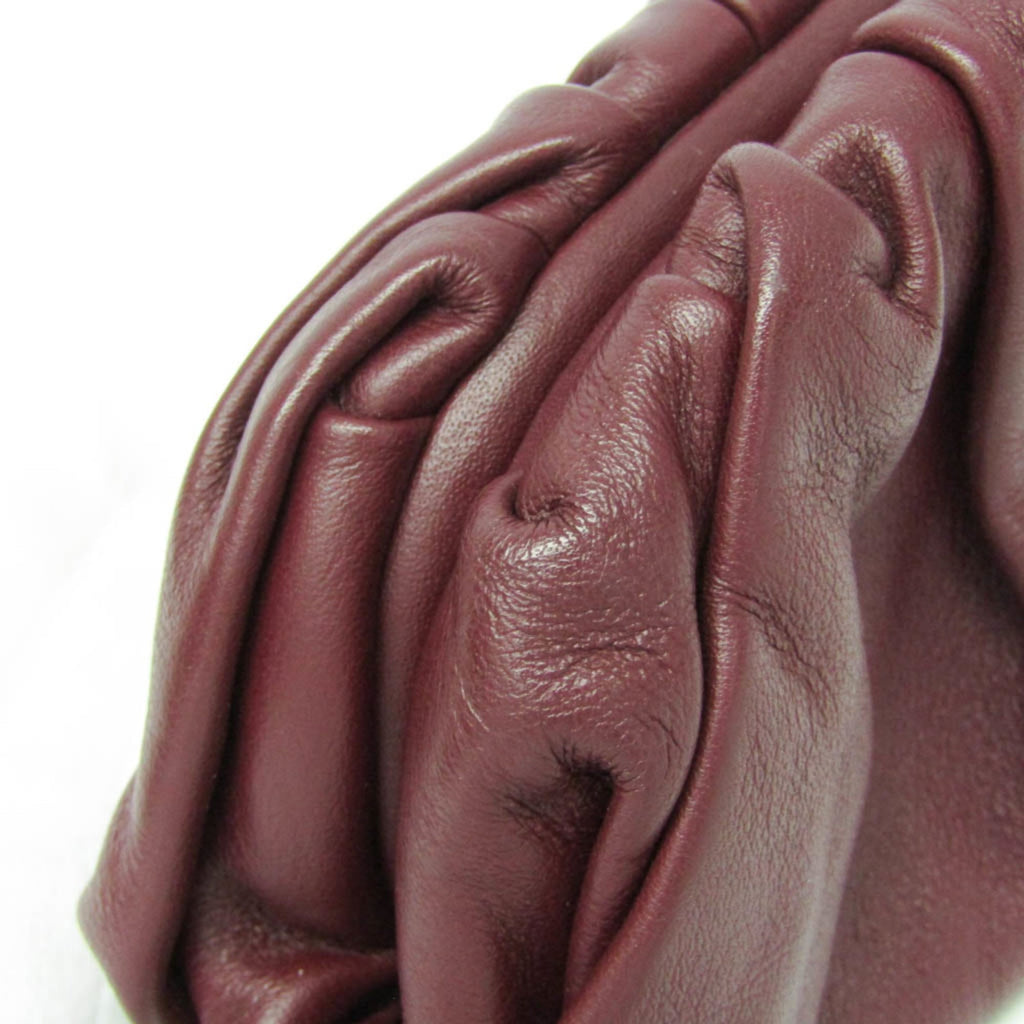 Bottega Veneta The Pouch Leather Burgundy Leather Clutche & Pouche Bag (Pre-Owned)