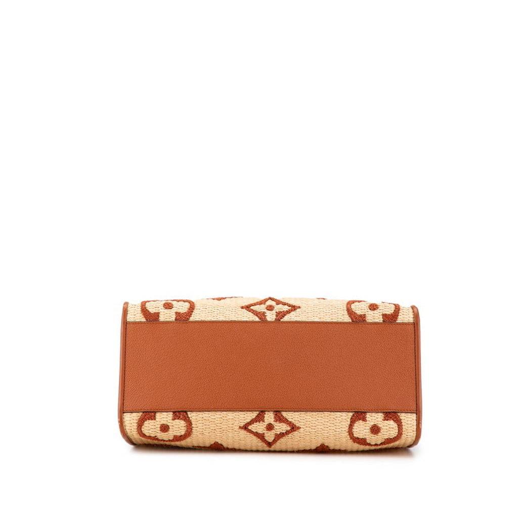 Louis Vuitton Beige Brown Raffia Leather Handbag Shoulder Bag (Pre-Owned)