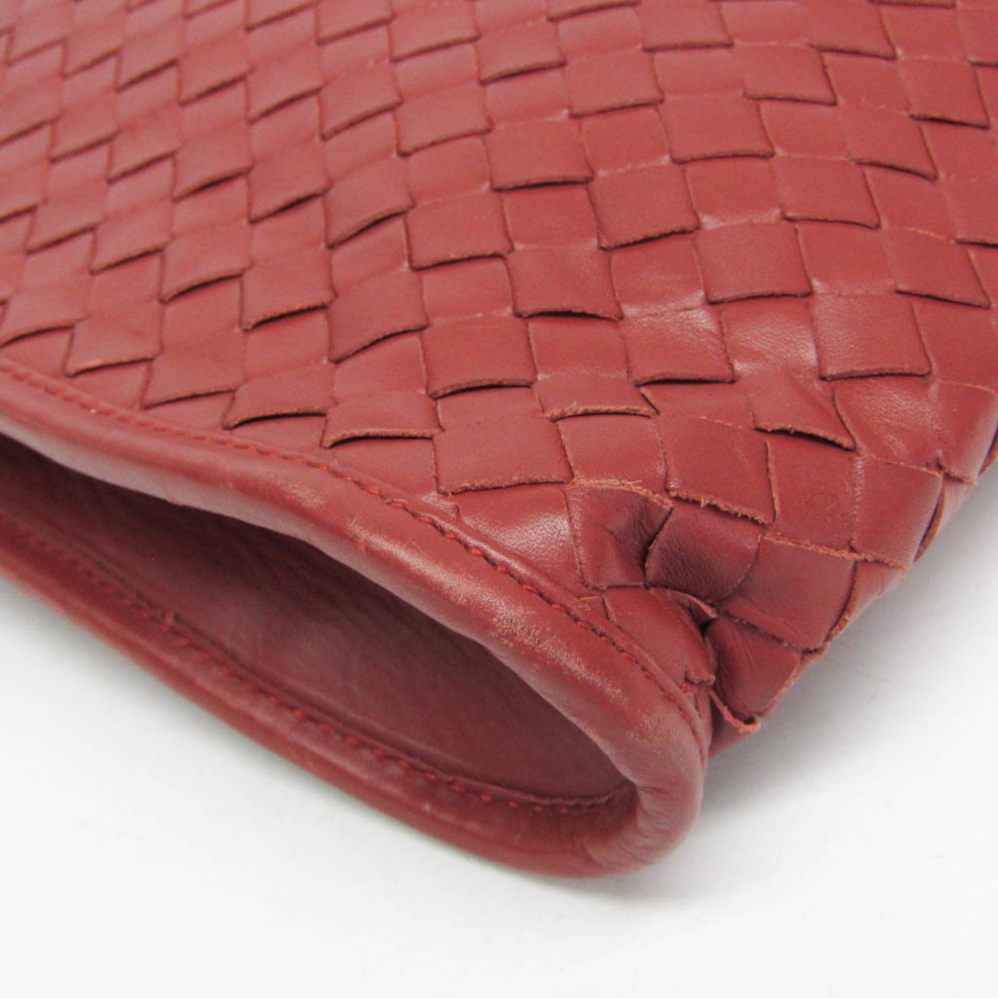 Bottega Veneta Soft Slim Briefcase Intrecciato Nappa Red Leather Briefcase Bag (Pre-Owned)