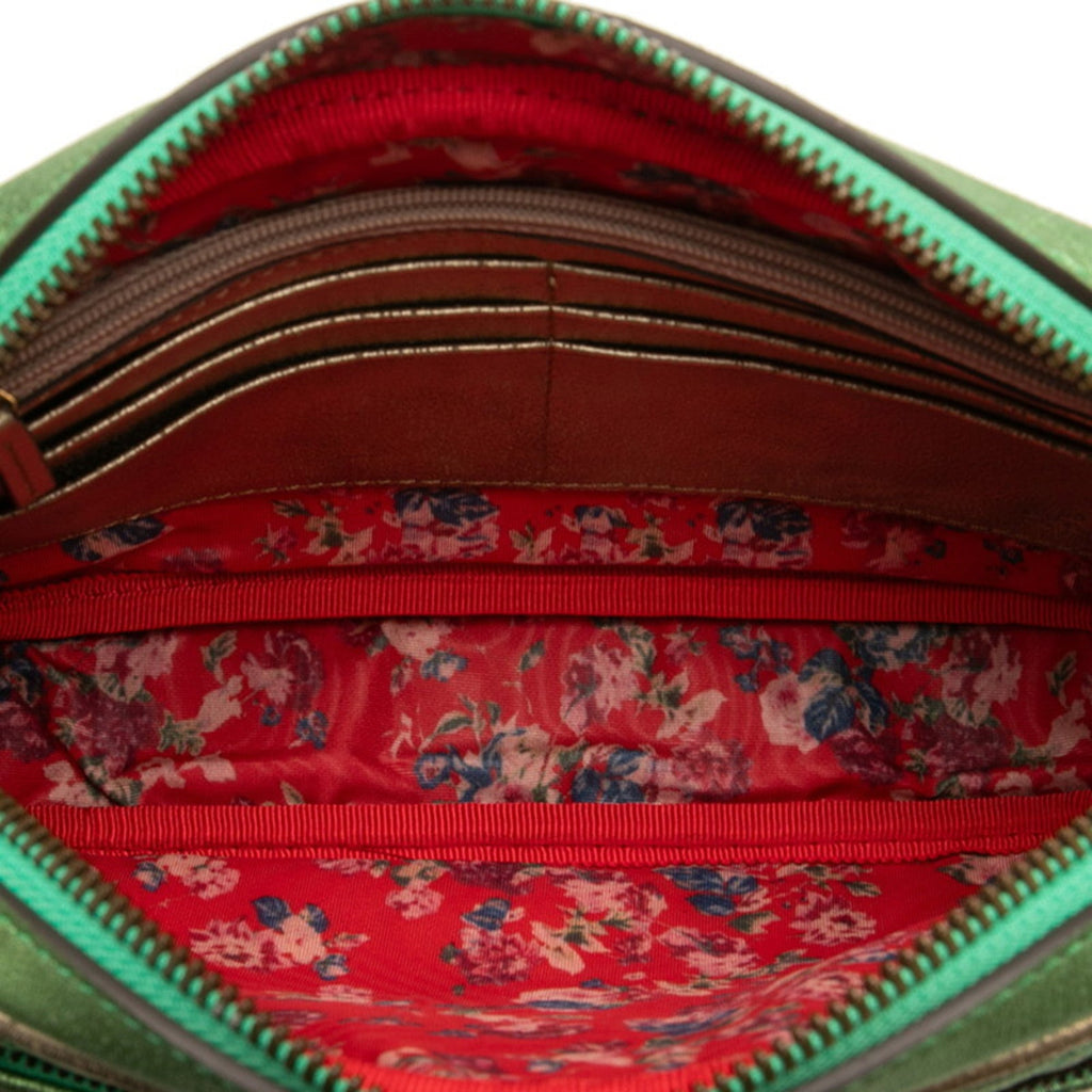 Gucci Gold Green Red Color Leather Clutch Bag (Pre-Owned)