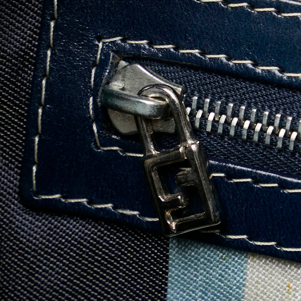 Fendi Navy Canvas Leather Handbag (Pre-Owned)