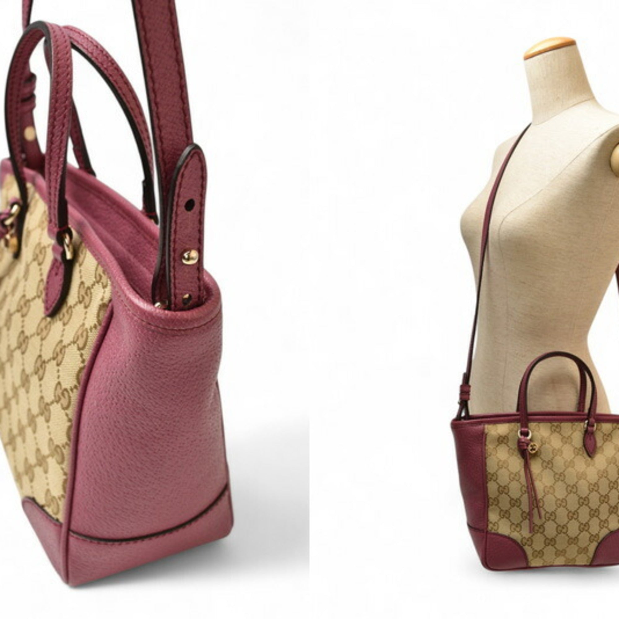 Gucci Beige Pink Gg Canvas Leather Handbag Shoulder Bag (Pre-Owned)