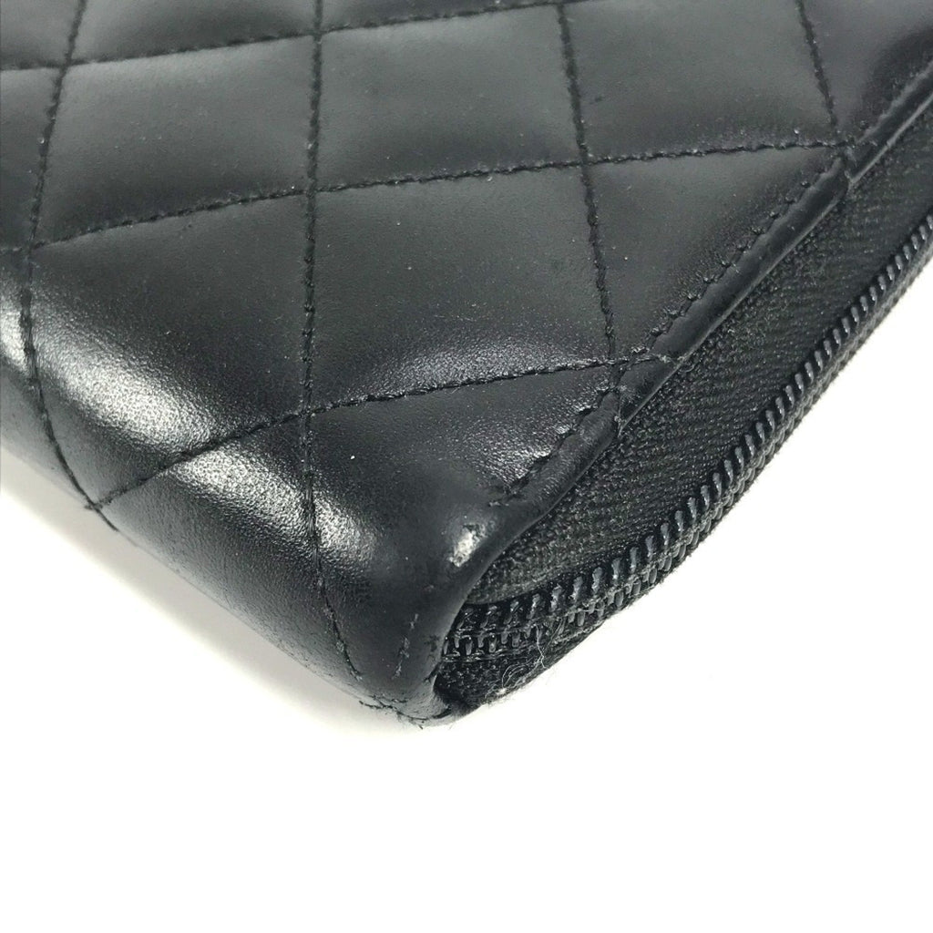 Chanel Cambon Black Leather Long Wallet (Bi-Fold) (Pre-Owned)