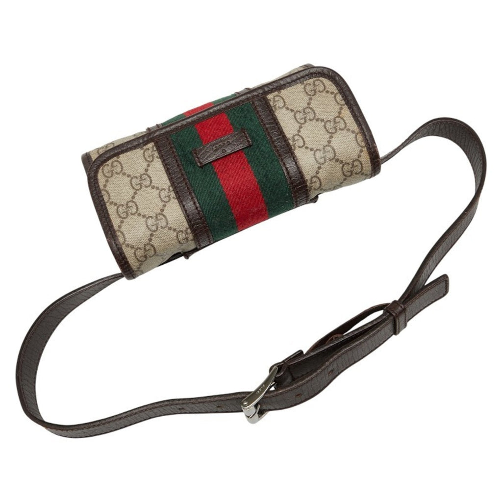 Gucci Sherry Line Beige Multi-Color Pvc Leather Sling Bag (Pre-Owned)