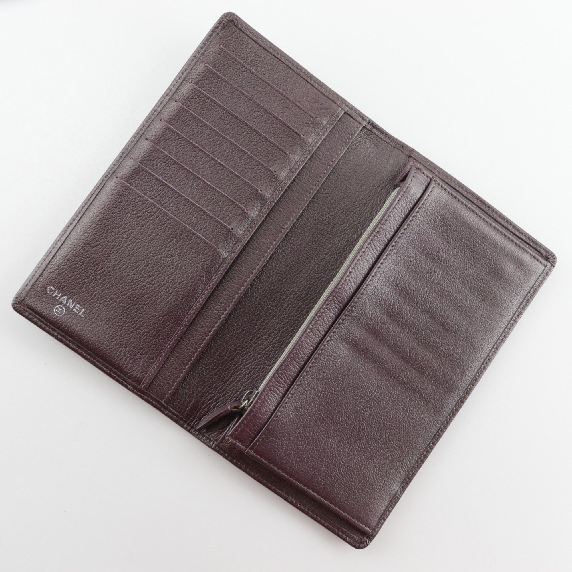 Chanel Metallic Purple Leather Long Wallet (Bi-Fold) (Pre-Owned)