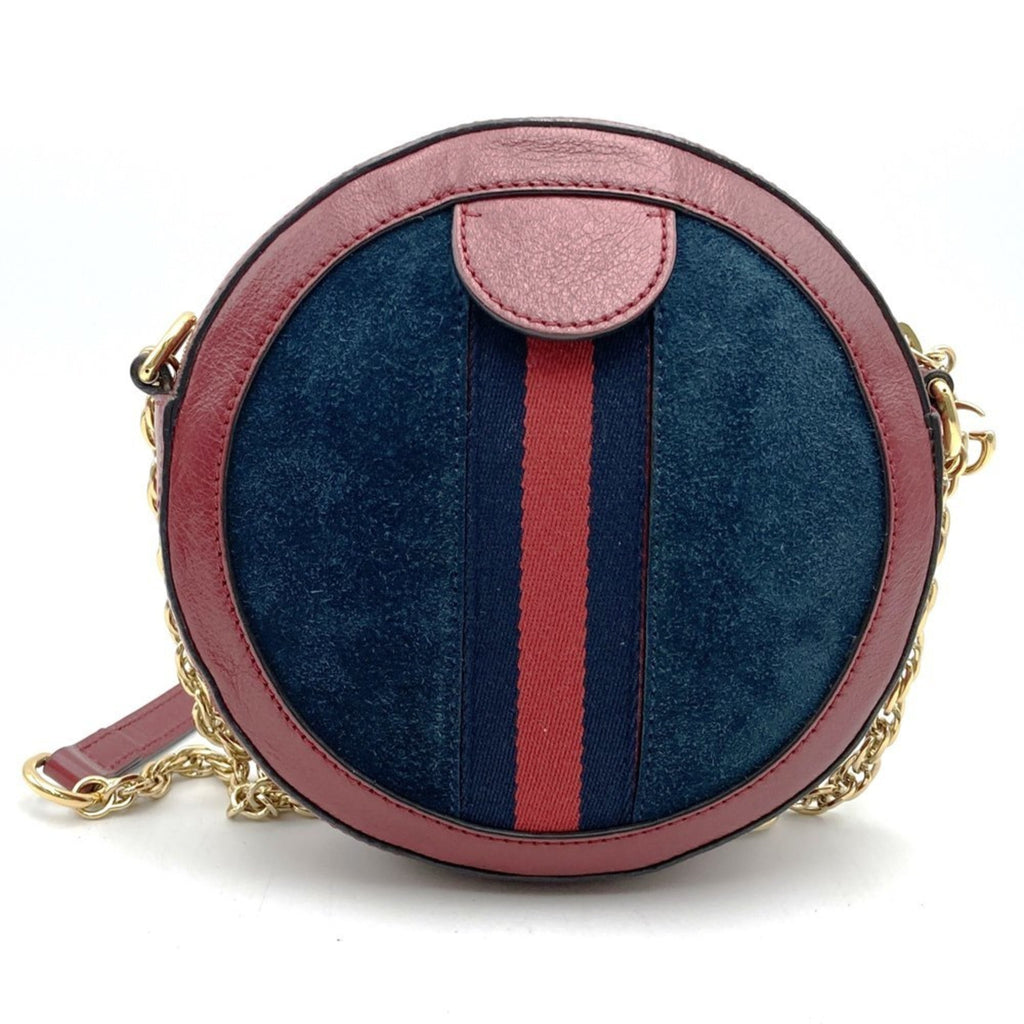 Gucci Gg Marmont Navy Red Color Suede Leather Shoulder Bag (Pre-Owned)
