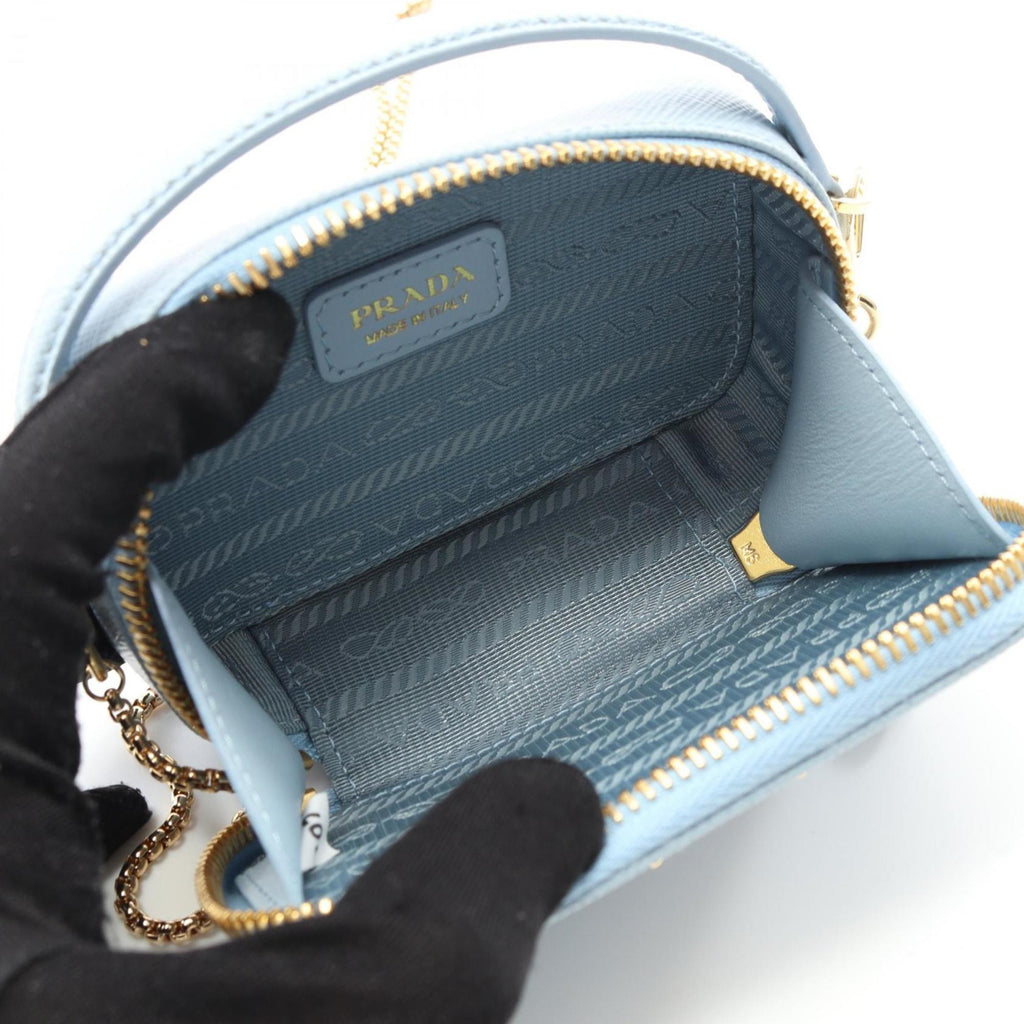 Prada Blue Light Blue Leather Pouch Shoulder Bag (Pre-Owned)