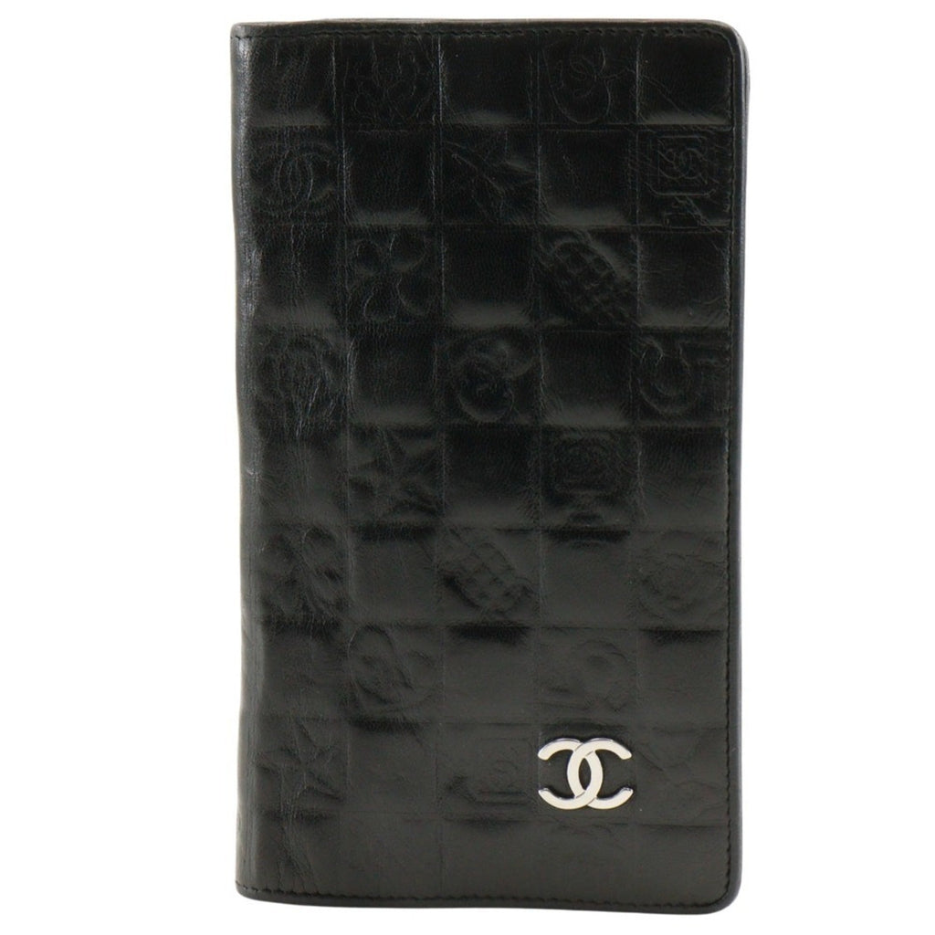 Chanel Black Leather Long Wallet (Bi-Fold) (Pre-Owned)