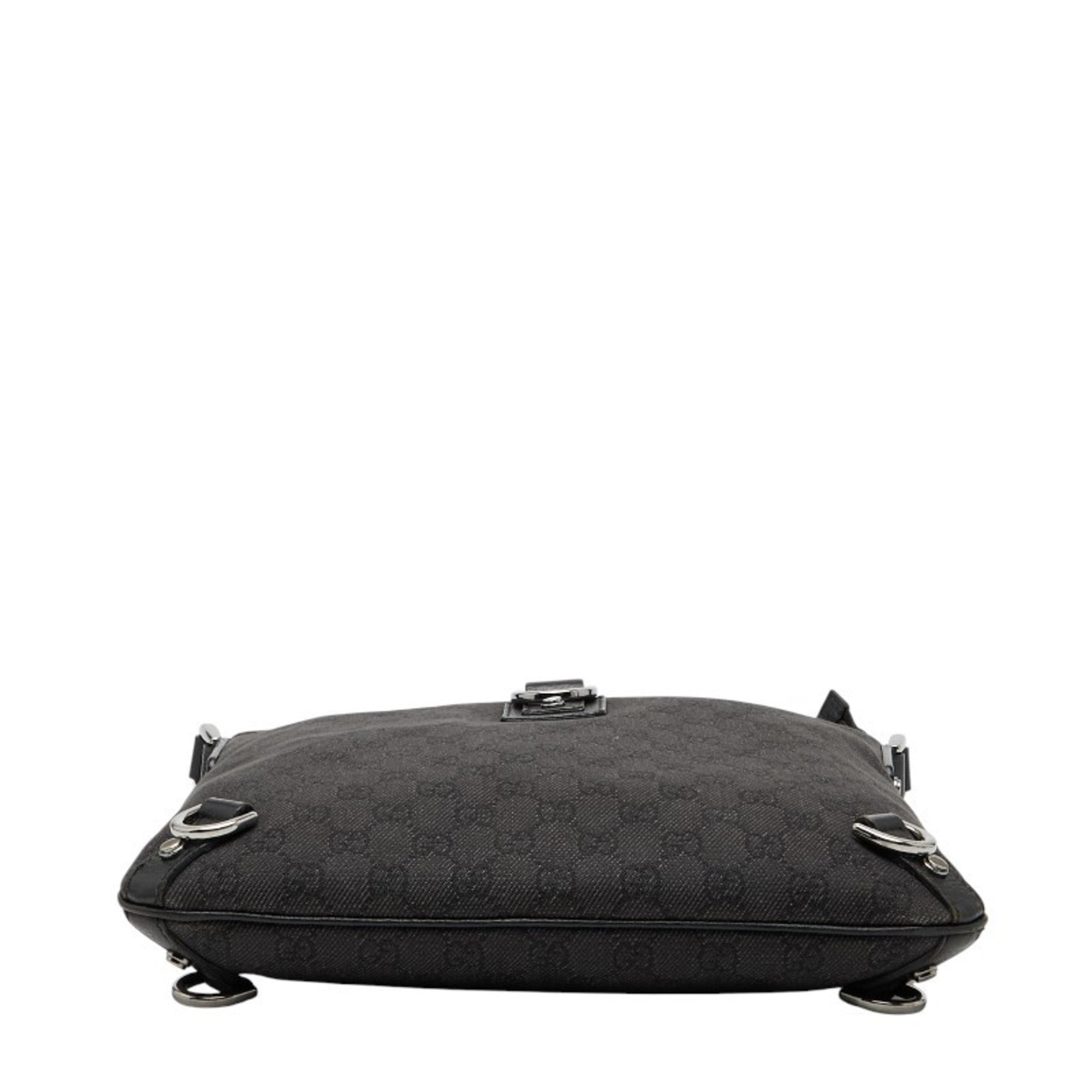 Gucci Black Canvas Leather Shoulder Bag (Pre-Owned)