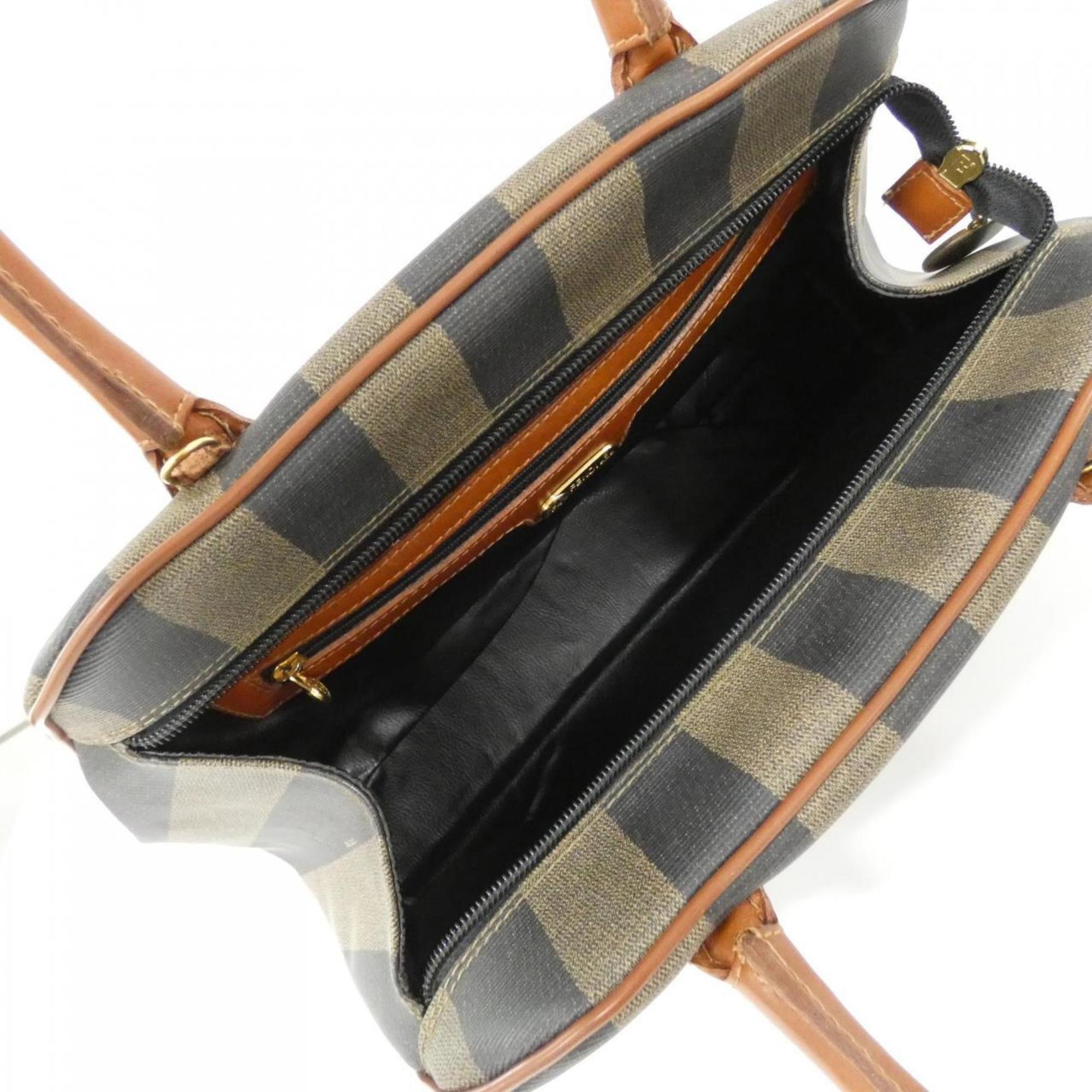 Fendi Brown Coated Canvas Handbag (Pre-Owned)