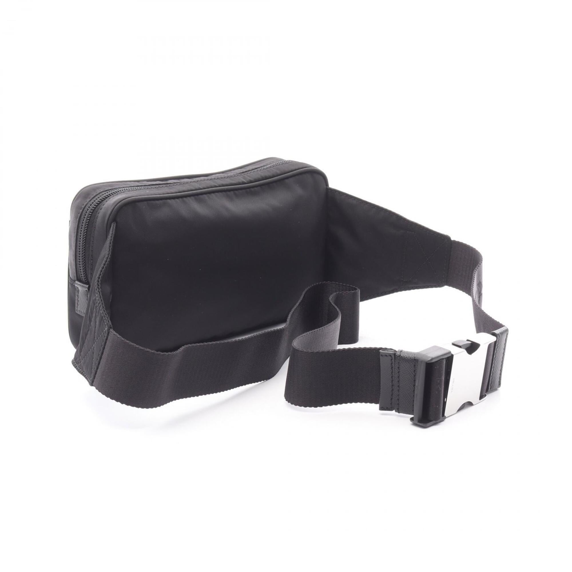 Prada Black Nylon Saffiano Triangle Fanny Pack Sling Bag (Pre-Owned)