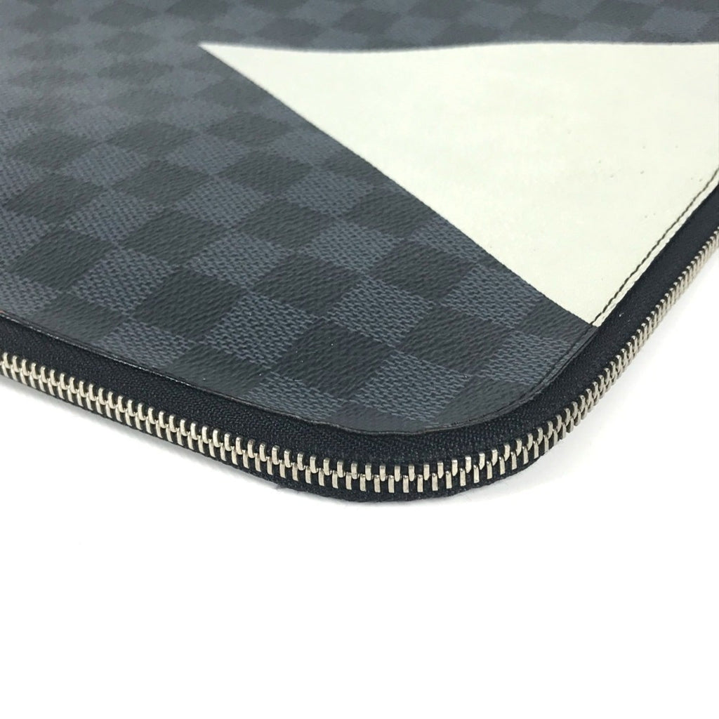 Louis Vuitton Black Red Color White Damier Graphite Clutch Bag Pochette Pouch (Pre-Owned)