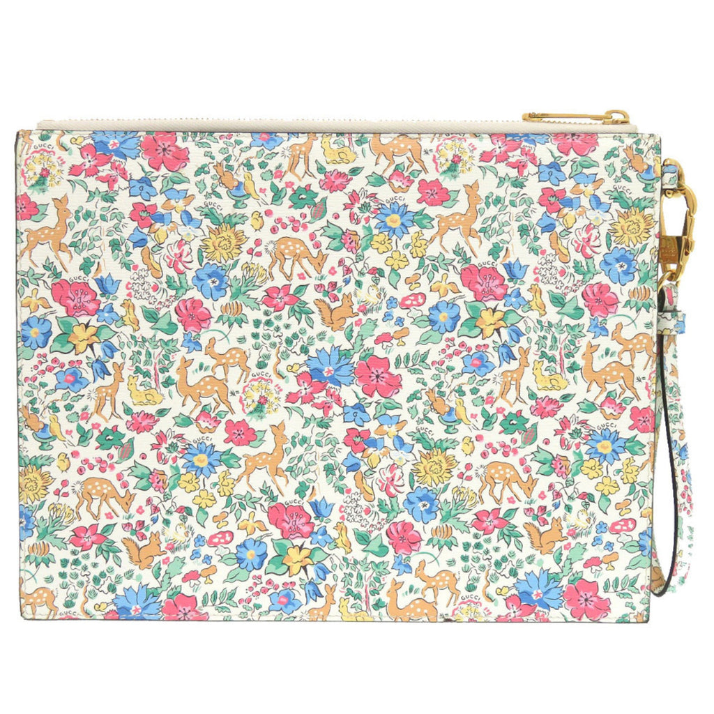 Gucci Light Blue White Leather Clutch Bag (Pre-Owned)