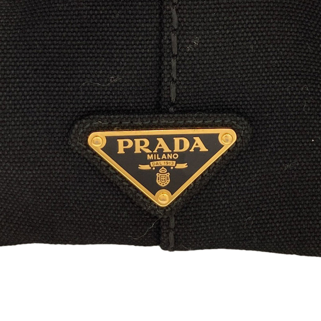 Prada Canapa Black Canvas Handbag (Pre-Owned)