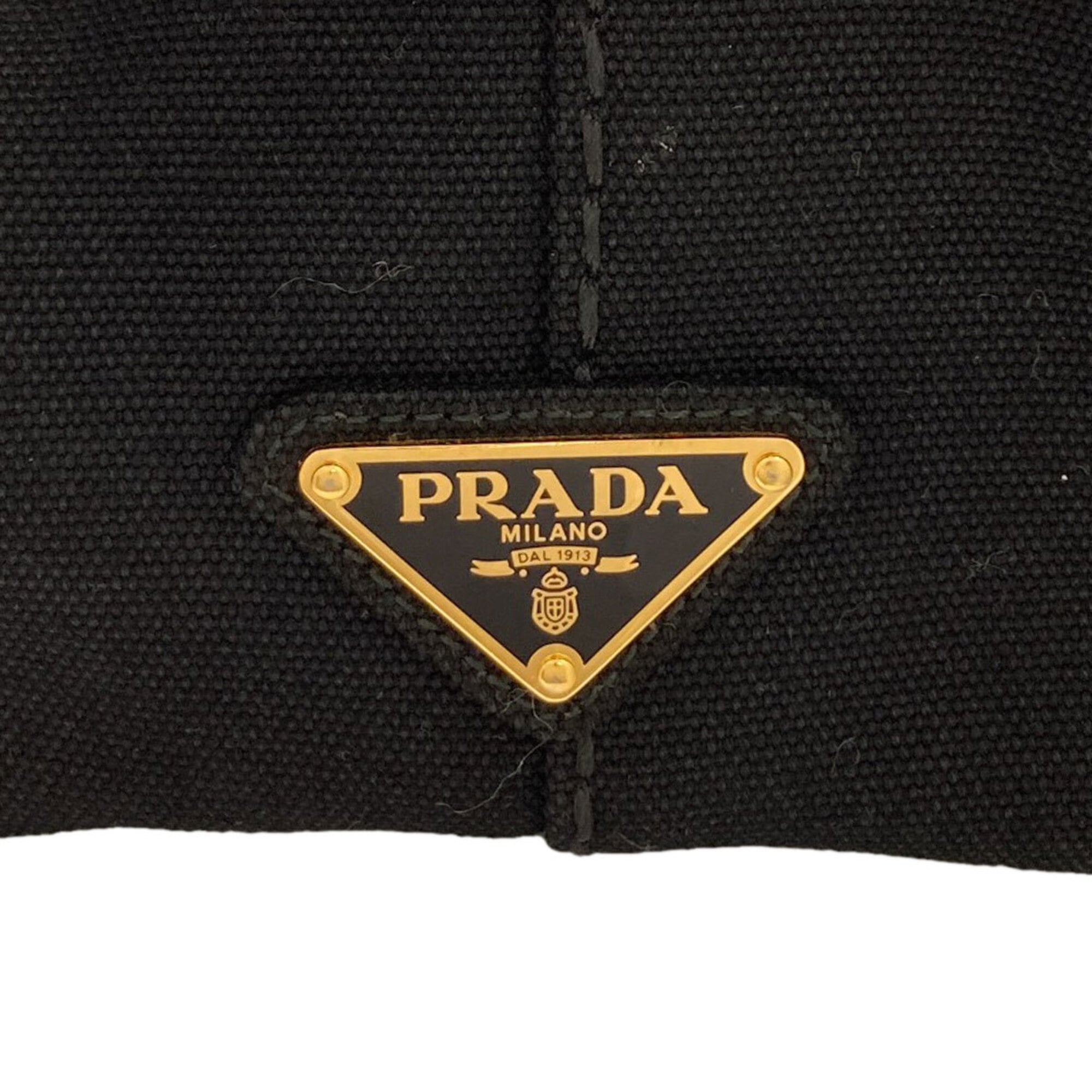 Prada Canapa Black Canvas Handbag (Pre-Owned)