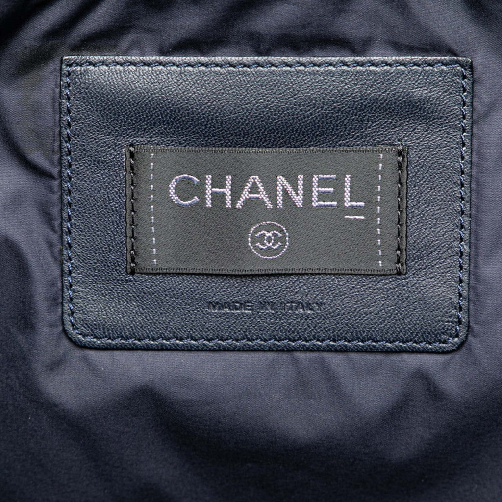 Chanel Navy Pink Nylon Wool Handbag Shoulder Bag (Pre-Owned)