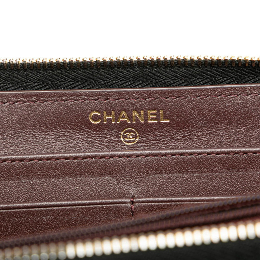 Chanel Black Grained Calfskin Long Wallet (Bi-Fold) (Pre-Owned)