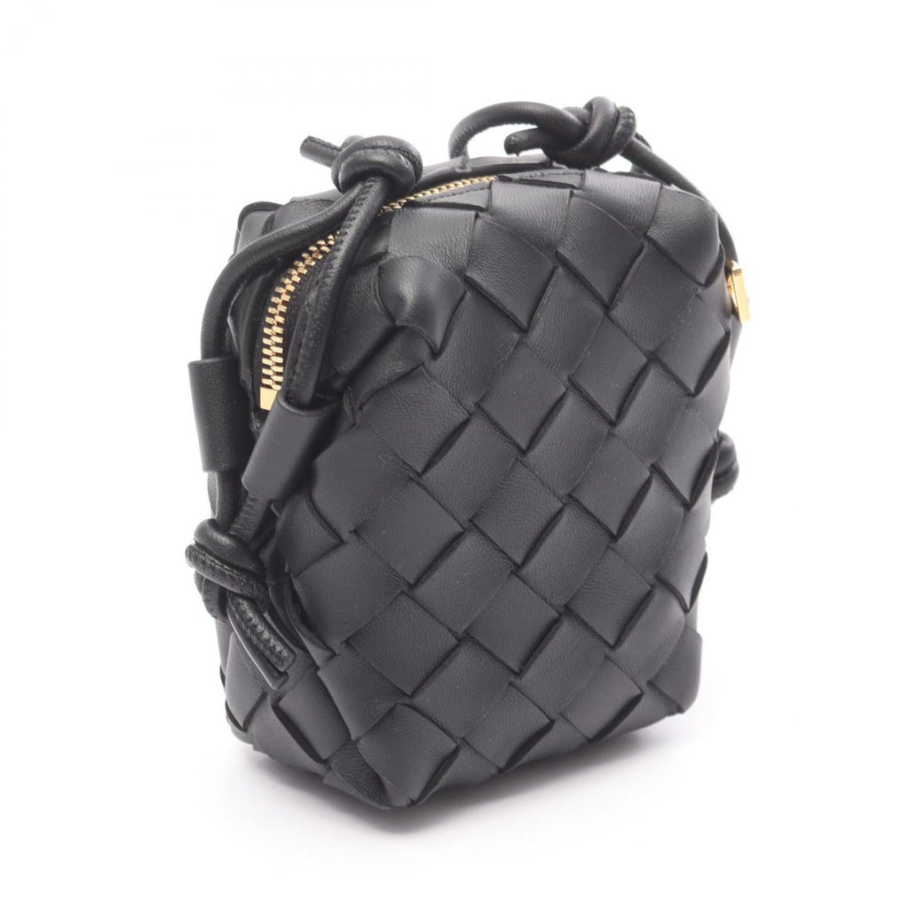 Bottega Veneta Black Leather Handbag Shoulder Bag (Pre-Owned)
