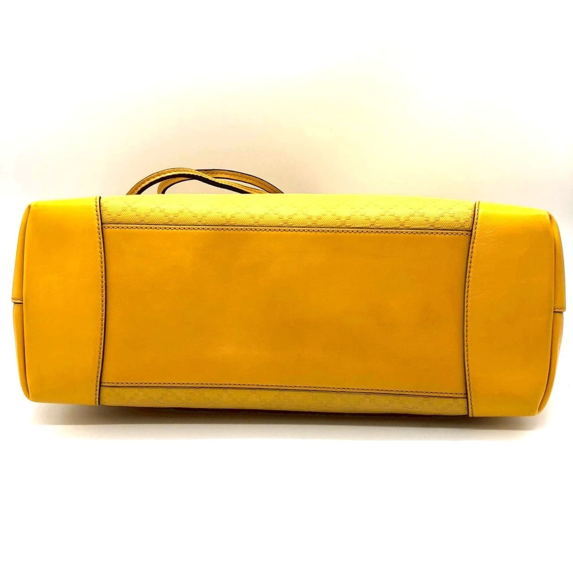 Gucci Diamante Yellow Leather Shoulder Bag Tote Bag (Pre-Owned)