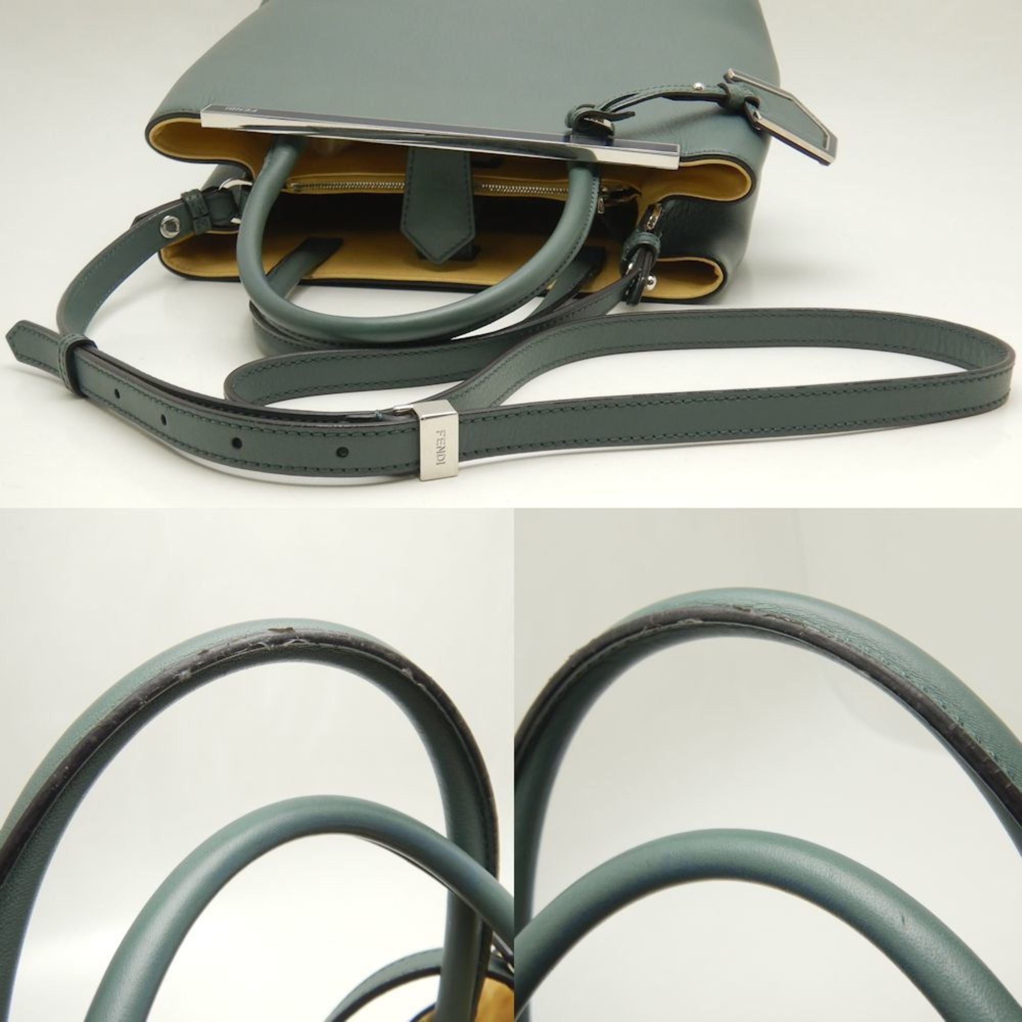 Fendi Khaki Yellow Leather Handbag (Pre-Owned)