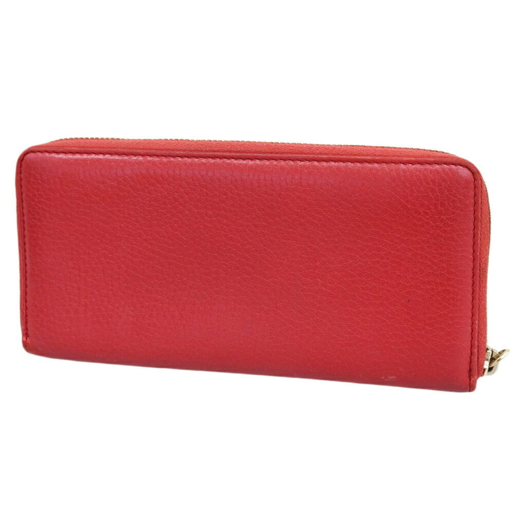 Gucci Red Color Leather Long Wallet (Bi-Fold) (Pre-Owned)