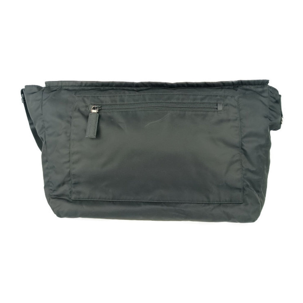 Prada Black Nylon Leather Messenger Bag Shoulder Bag (Pre-Owned)