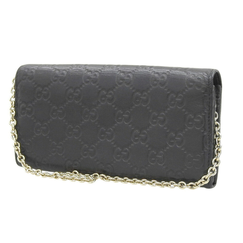 Gucci Black Leather Chain/Shoulder Wallet (Pre-Owned)