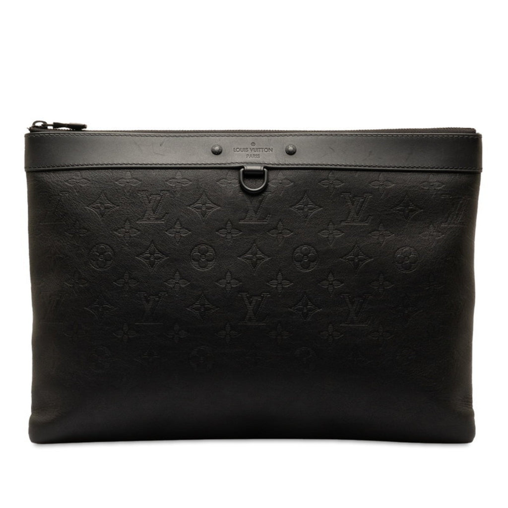 Louis Vuitton Black Leather Clutch Bag Pochette (Pre-Owned)