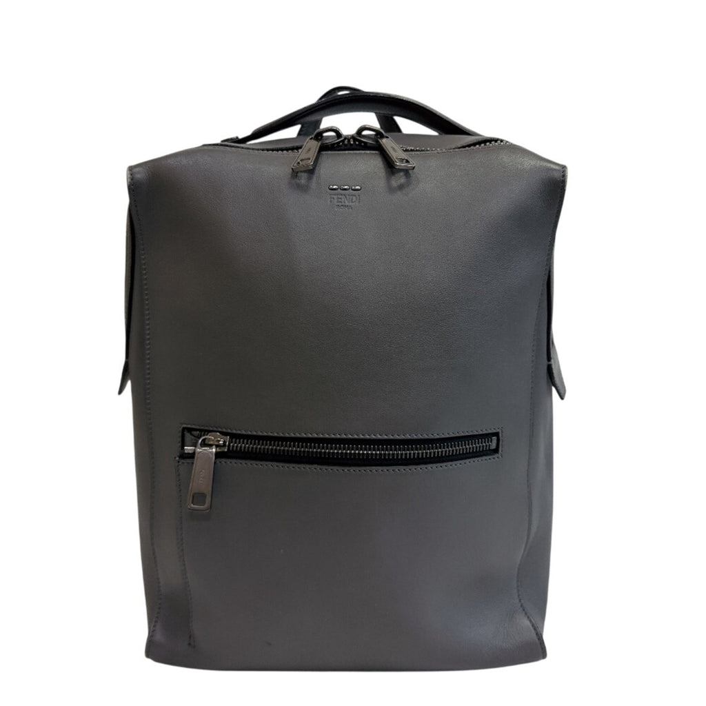 Fendi Gray Leather Backpack (Pre-Owned)