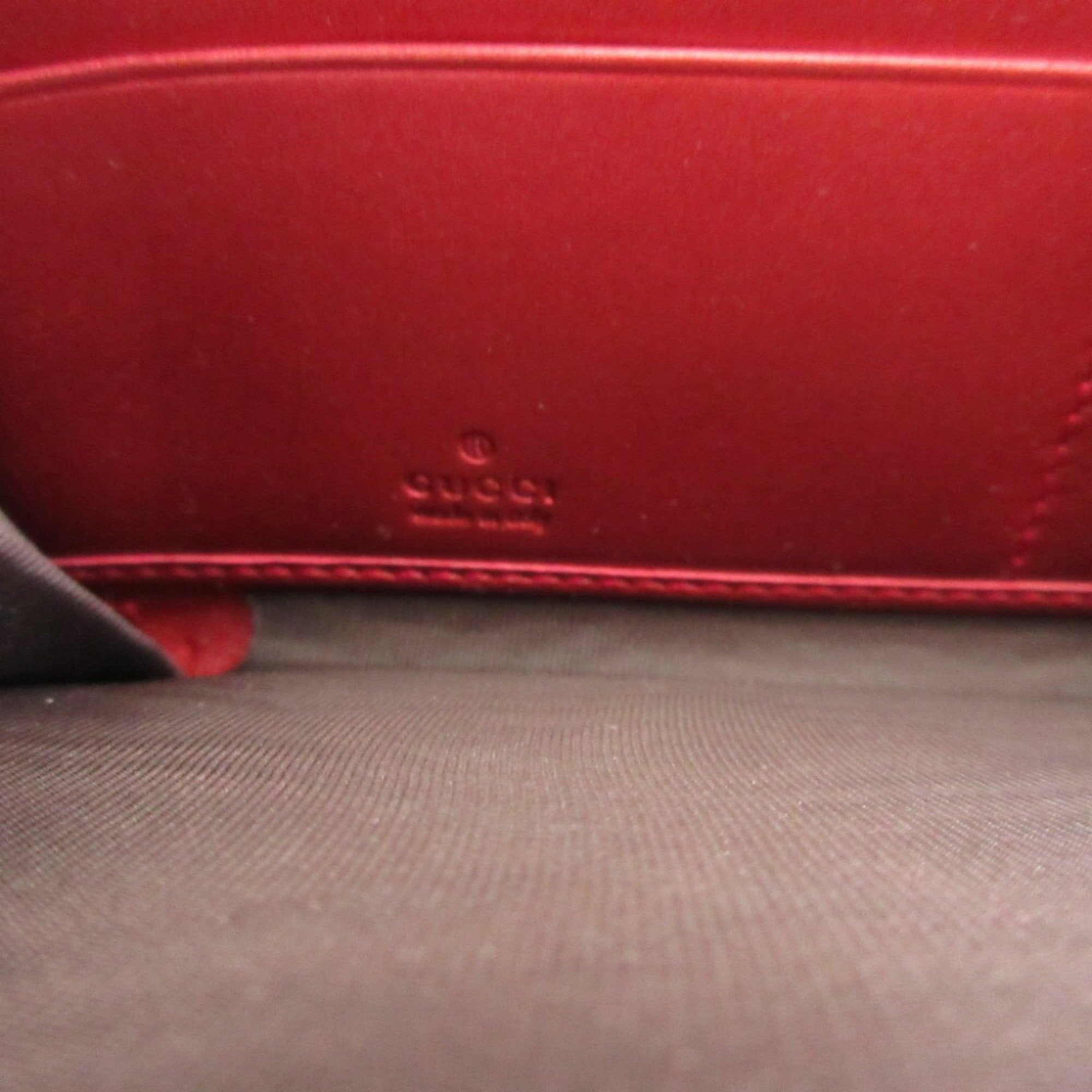 Gucci Red Color Leather Long Wallet (Bi-Fold) (Pre-Owned)