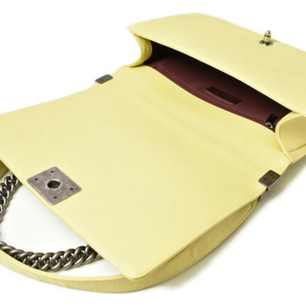 Chanel Yellow Leather Clutch Bag Shoulder Bag (Pre-Owned)