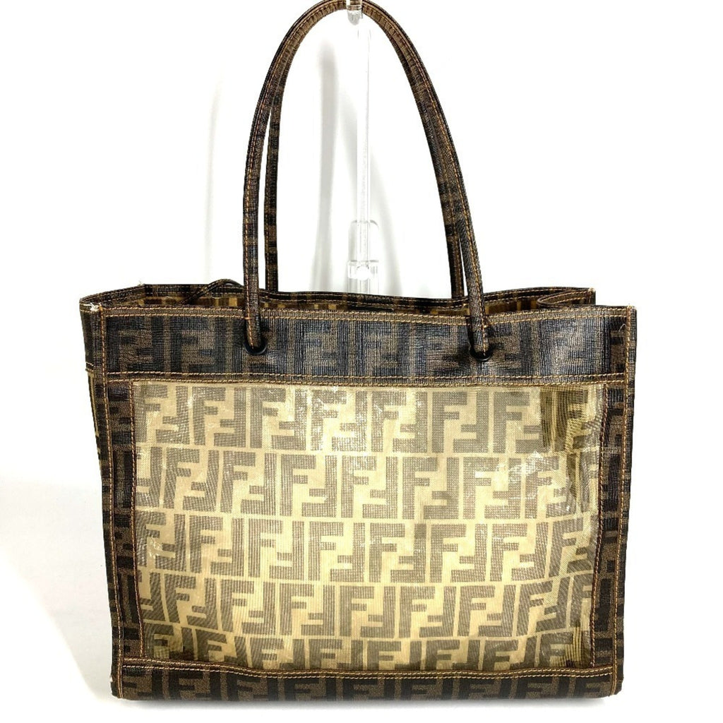 Fendi Zucca Brown Pvc Handbag Pouch Shoulder Bag Tote Bag (Pre-Owned)