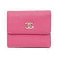 Chanel Pink Leather Wallet (Tri-Fold) (Pre-Owned)