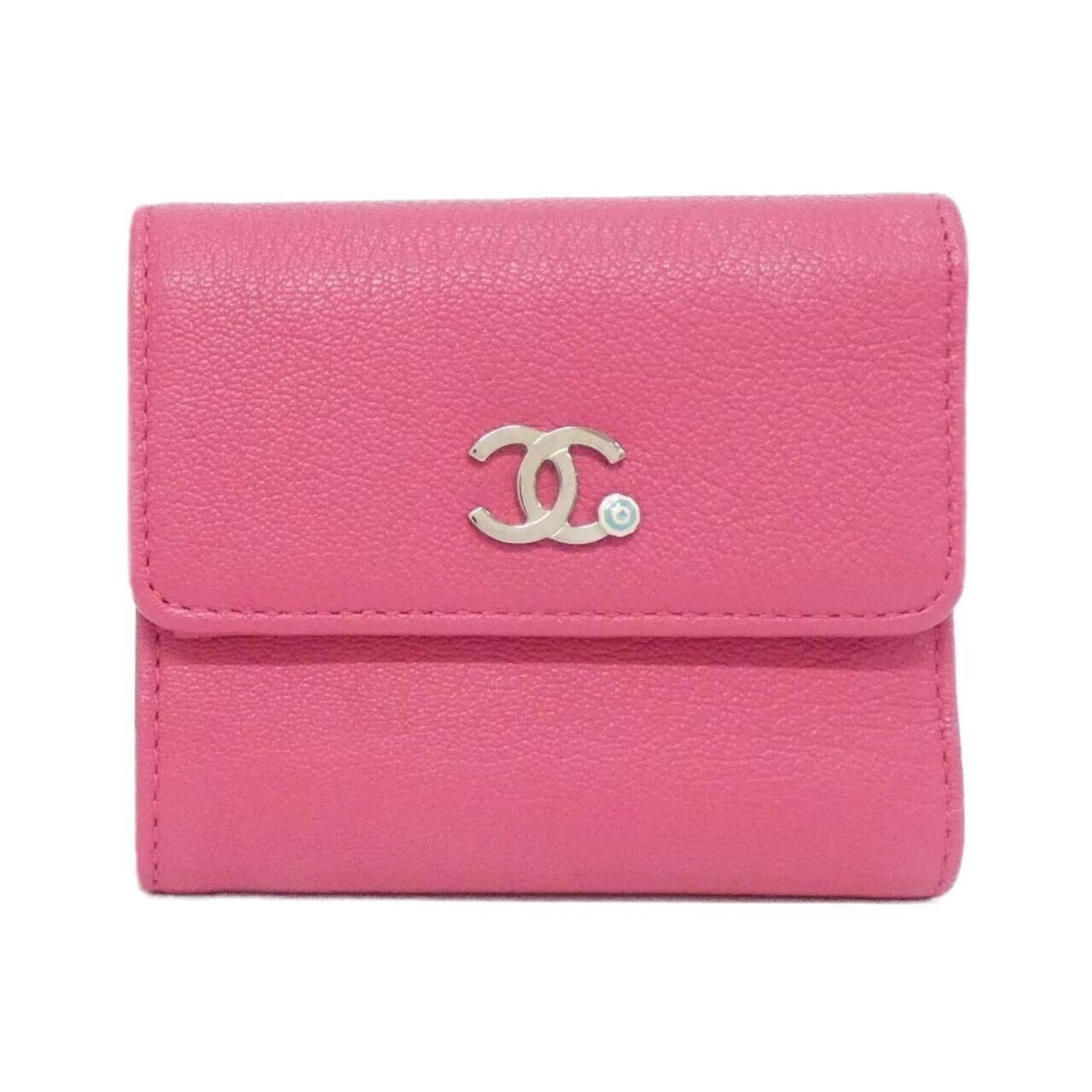Chanel Pink Leather Wallet (Tri-Fold) (Pre-Owned)