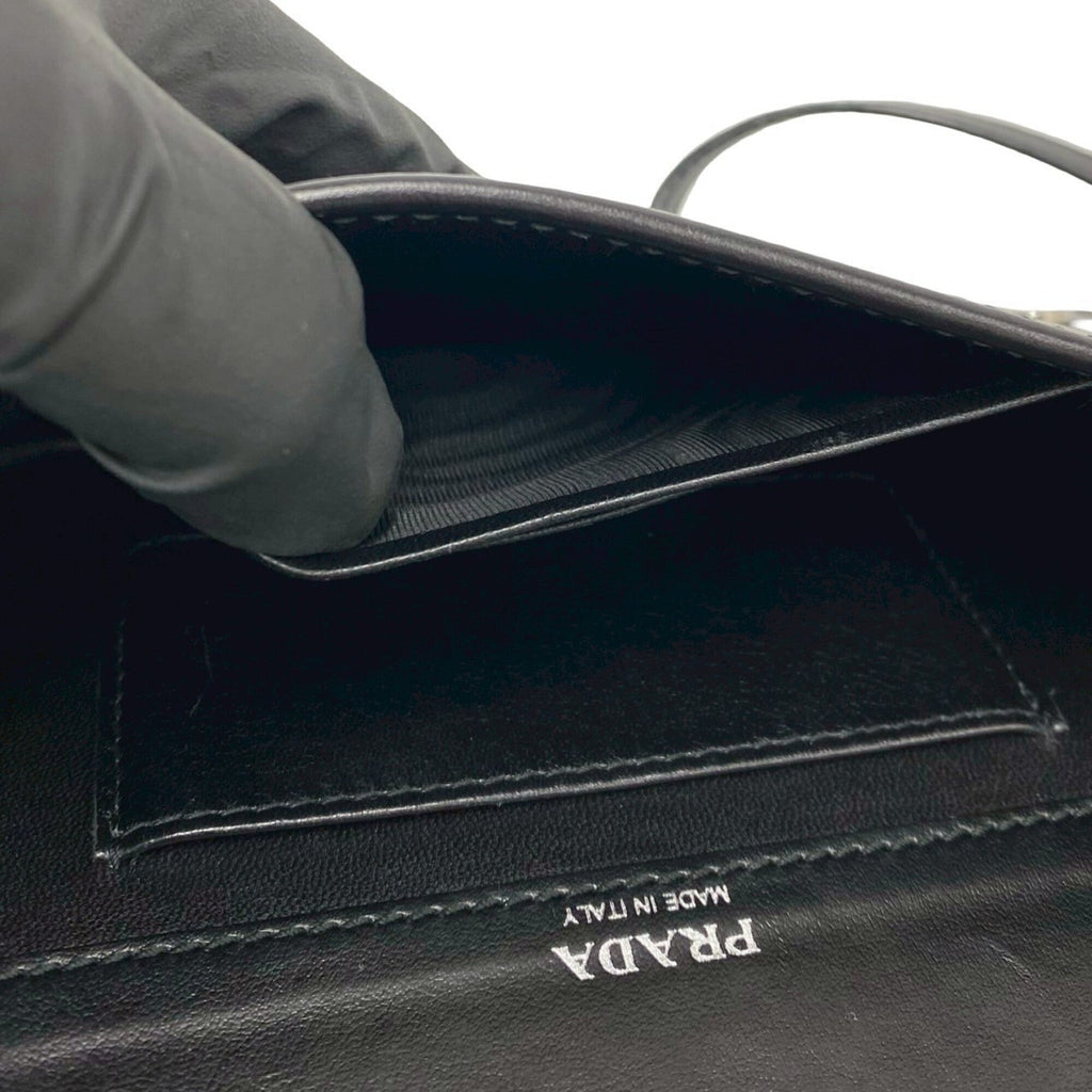Prada Black Nylon Leather Handbag Shoulder Bag (Pre-Owned)