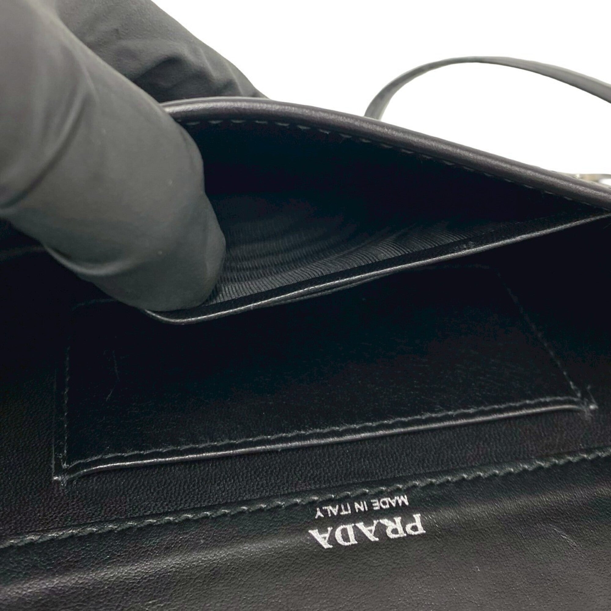 Prada Black Nylon Leather Handbag Shoulder Bag (Pre-Owned)