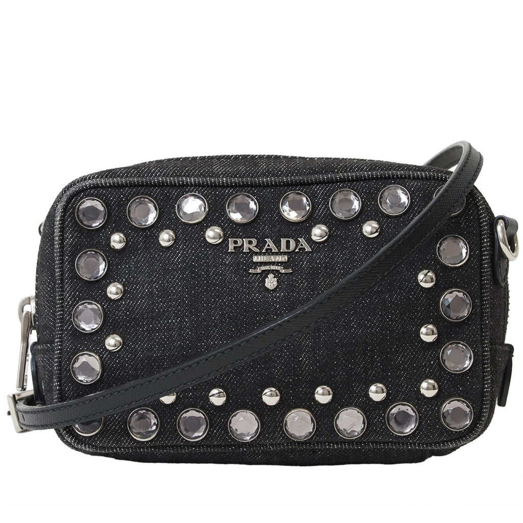Prada Black Cotton Pochette Pouch Shoulder Bag (Pre-Owned)