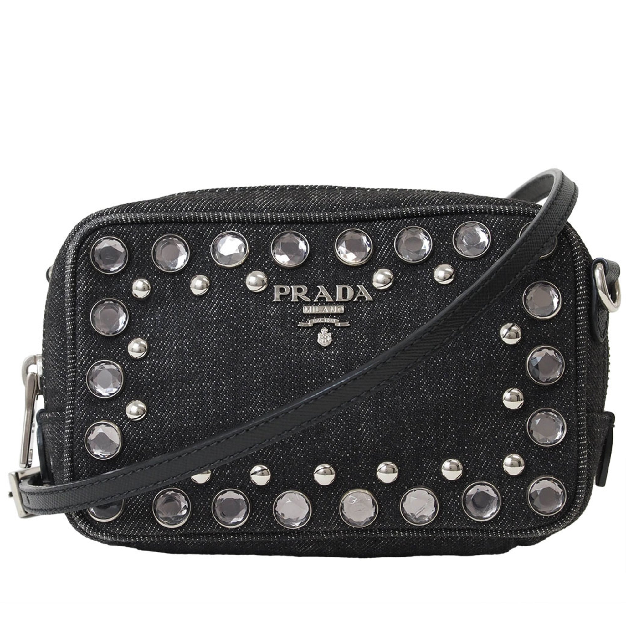 Prada Black Cotton Pochette Pouch Shoulder Bag (Pre-Owned)